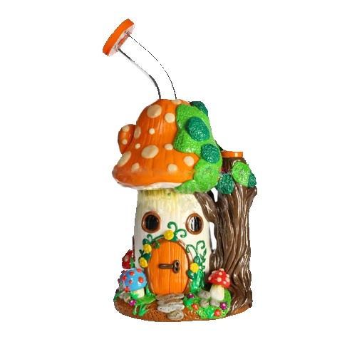 Glow in The Dark Mushroom House Water Pipe 9.8″