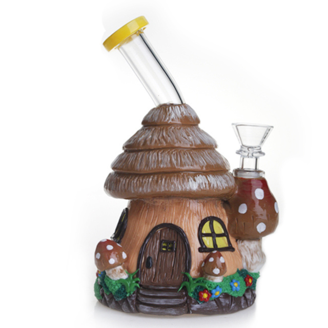 Whimsical Mushroom House Bubbler 6.18 inches