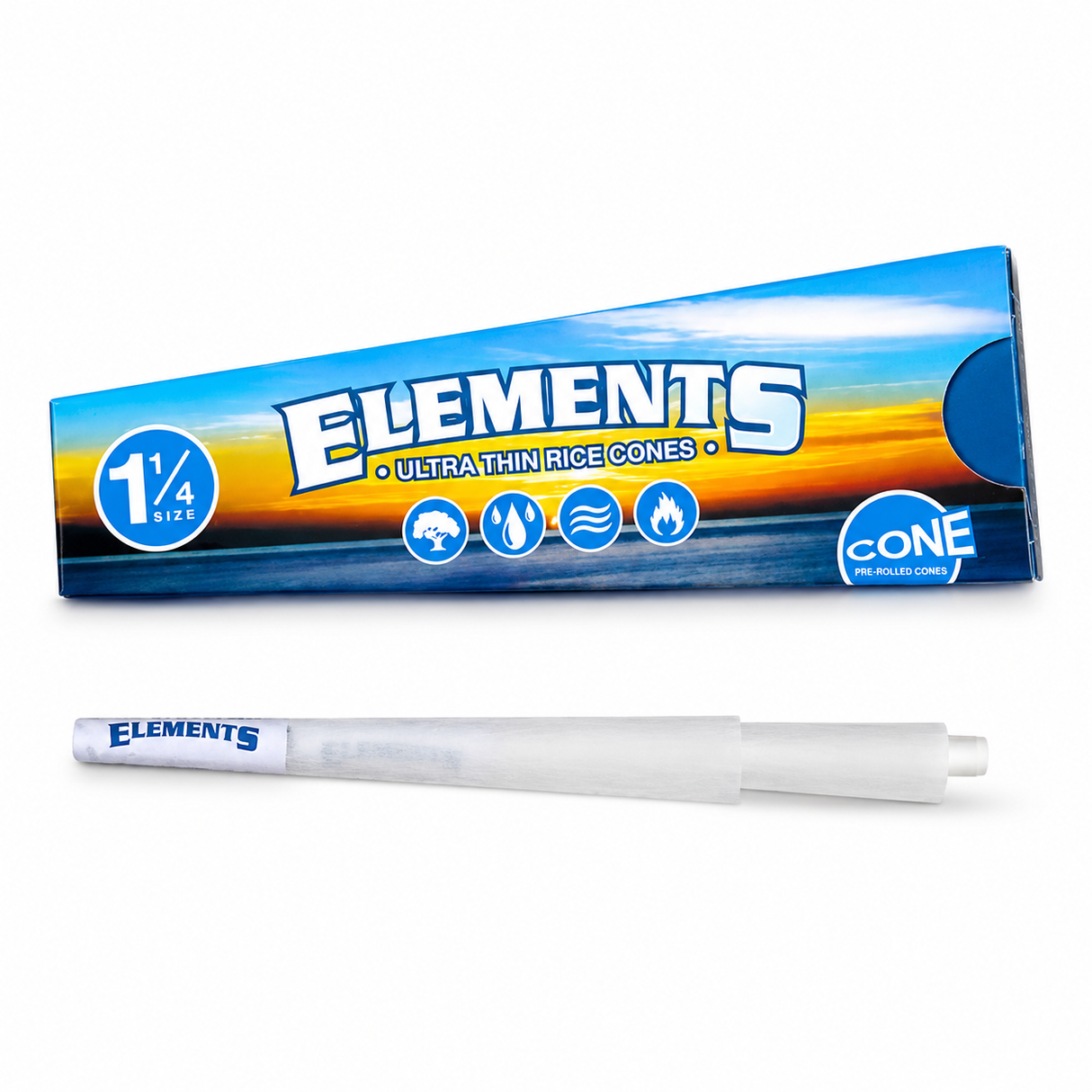 Elements Ultra Thin Rice Cones 1 1/4 Rolled Pre-Rolled 6 pcs.