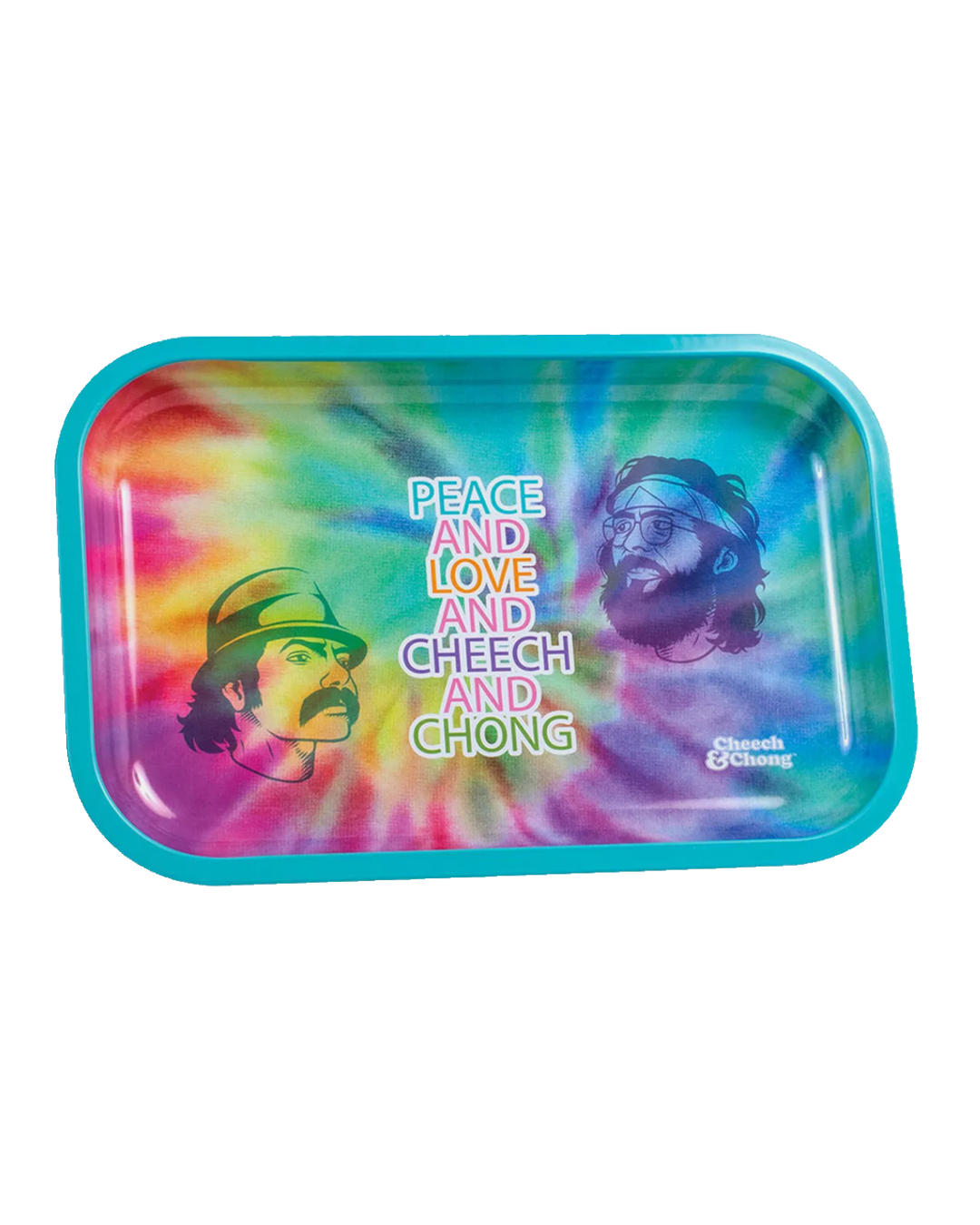 Cheech & Chong Metal Rolling Tray - Peace & Love / 11" x 7"