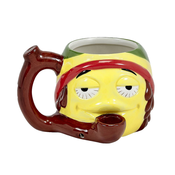 Rasta Stoner Emoji Roast and Toast Ceramic Mug Pipe