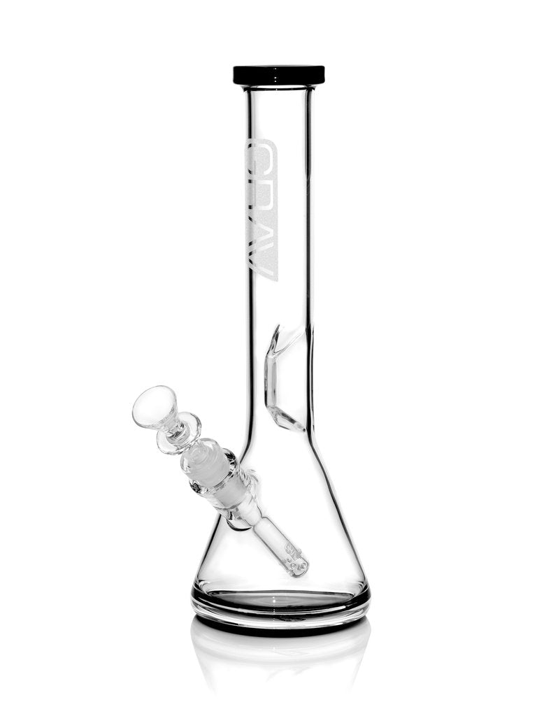 GRAV® Medium Beaker Base Water Pipe (12") Clear w/ Black Accent