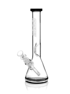 GRAV® Medium Beaker Base Water Pipe (12") Clear w/ Black Accent