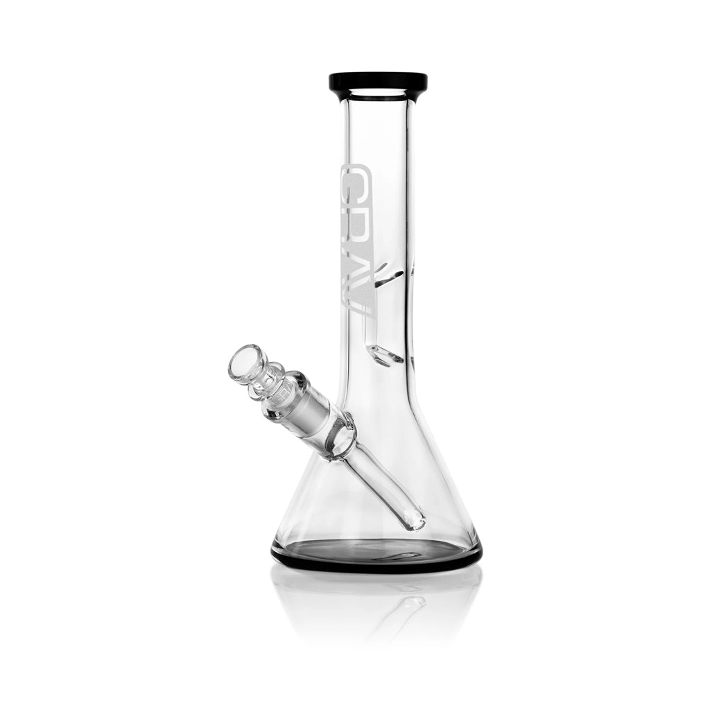 GRAV® Small Beaker Water Pipe Black Accent (8") w/ Fixed Downstem