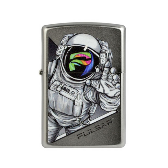 PULSAR Psychedelic Spaceman Zippo Lighter - Brushed Chrome