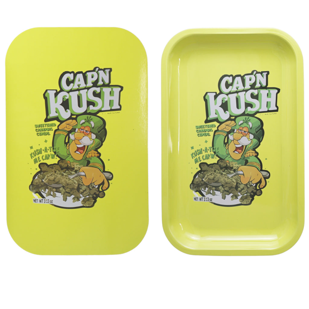 Cap'n Kush Medium Rolling Tray with Magnetic Lid Cap