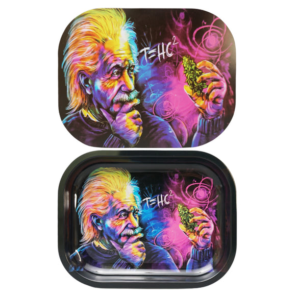 Einstein Small Rolling Tray with Magnetic Lid Cap