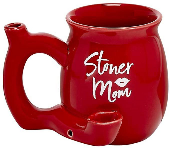 Stoner Mom Roast and Toast Ceramic Mug Pipe (Red)